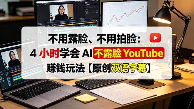 不用露脸、不用拍脸：4 小时学会 AI 不露脸 YouTube 赚钱玩法【原创双语字幕】网络赚钱,项目资源网,副业资源网,兼职项目,网赚课程-副业赚钱-互联网创业-独家轻创IP大圣网创