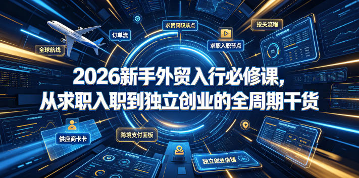 2026新手外贸入行必修课，从求职入职到独立创业的全周期干货网络赚钱,项目资源网,副业资源网,兼职项目,网赚课程-副业赚钱-互联网创业-独家轻创IP大圣网创