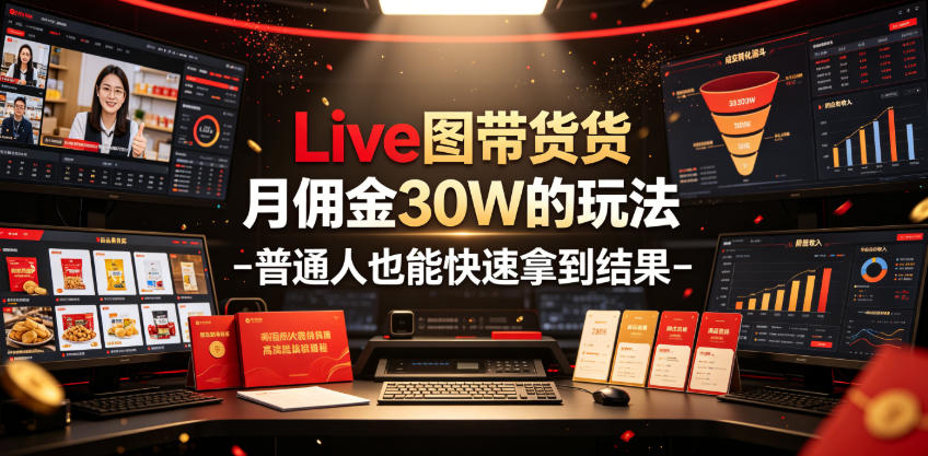 Live图带货月佣金30W的玩法-普通人也能快速拿到结果网络赚钱,项目资源网,副业资源网,兼职项目,网赚课程-副业赚钱-互联网创业-独家轻创IP大圣网创