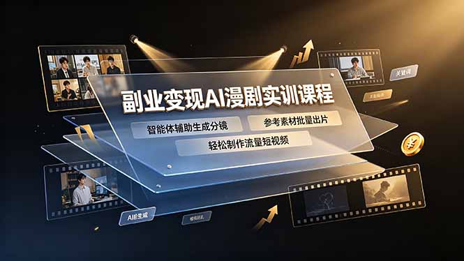 副业变现AI漫剧实训课程,智能体辅助生成分镜,参考素材批量出片,轻松制作流量短视频网络赚钱,项目资源网,副业资源网,兼职项目,网赚课程-副业赚钱-互联网创业-独家轻创IP大圣网创