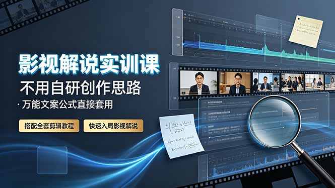 影视解说实训课：不用自研创作思路，万能文案公式直接套用，搭配全套剪辑教程，快速入局影视解说网络赚钱,项目资源网,副业资源网,兼职项目,网赚课程-副业赚钱-互联网创业-独家轻创IP大圣网创
