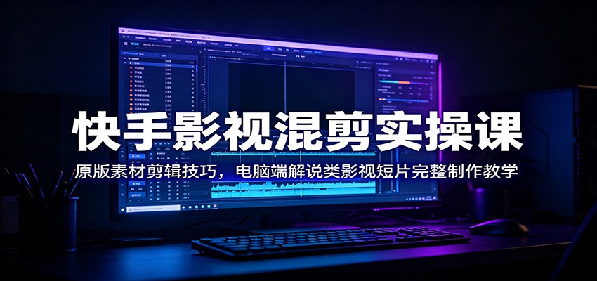 快手影视混剪实操课：原版素材剪辑技巧，电脑端解说类影视短片完整制作教学网络赚钱,项目资源网,副业资源网,兼职项目,网赚课程-副业赚钱-互联网创业-独家轻创IP大圣网创