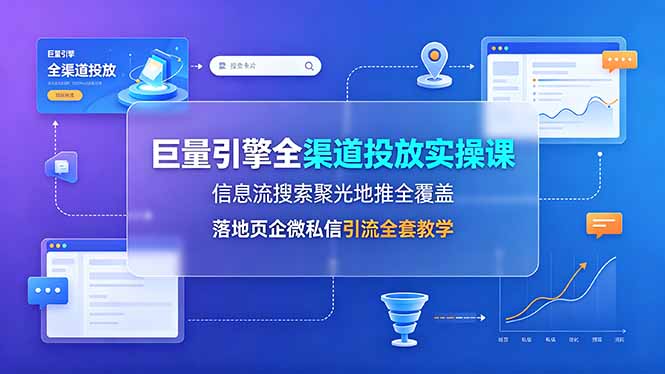 巨量引擎全渠道投放实操课，信息流搜索聚光地推全覆盖，落地页企微私信引流全套教学网络赚钱,项目资源网,副业资源网,兼职项目,网赚课程-副业赚钱-互联网创业-独家轻创IP大圣网创