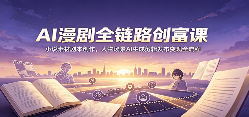 AI漫剧全链路创富课:小说素材剧本创作,人物场景AI生成剪辑发布变现全流程网络赚钱,项目资源网,副业资源网,兼职项目,网赚课程-副业赚钱-互联网创业-独家轻创IP大圣网创
