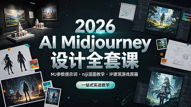 2026 AI Midjourney设计全套课，MJ参数提示词niji混图教学，IP建筑游戏原画一站式实战教学网络赚钱,项目资源网,副业资源网,兼职项目,网赚课程-副业赚钱-互联网创业-独家轻创IP大圣网创