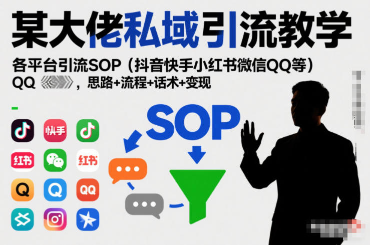 某大佬私域引流教学,各平台引流SOP(抖音快手小红书微信QQ等),思路+流程+话术+变现(更新0708)网络赚钱,项目资源网,副业资源网,兼职项目,网赚课程-副业赚钱-互联网创业-独家轻创IP大圣网创