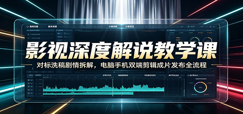 影视深度解说教学课：对标洗稿剧情拆解，电脑手机双端剪辑成片发布全流程网络赚钱,项目资源网,副业资源网,兼职项目,网赚课程-副业赚钱-互联网创业-独家轻创IP大圣网创