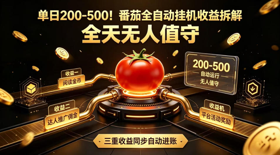 单日200-500！番茄全自动挂G收益拆解，全天无人值守，矩阵操作收益翻倍【揭秘】网络赚钱,项目资源网,副业资源网,兼职项目,网赚课程-副业赚钱-互联网创业-独家轻创IP大圣网创