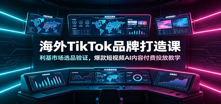 海外TikTok品牌打造课:利基市场选品验证,爆款短视频AI内容付费投放教学网络赚钱,项目资源网,副业资源网,兼职项目,网赚课程-副业赚钱-互联网创业-独家轻创IP大圣网创