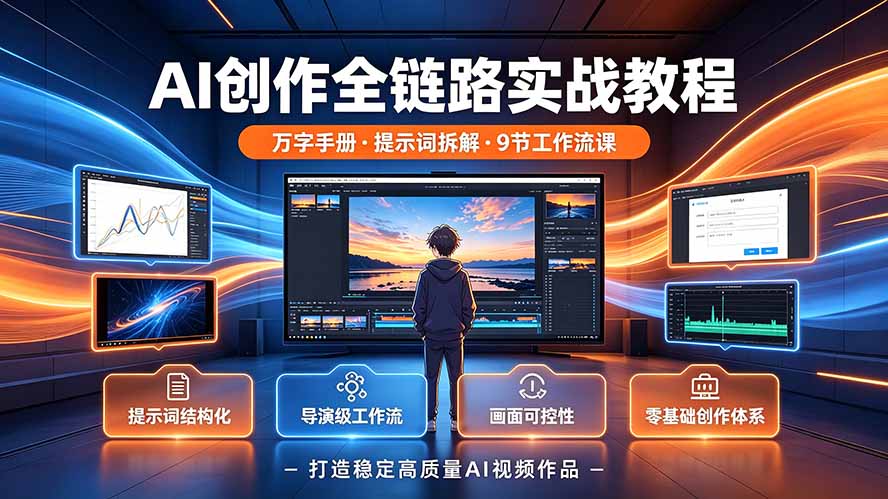 AI创作全链路实战教程|万字手册·提示词拆解·9节工作流课,打造稳定高质量AI视频作品网络赚钱,项目资源网,副业资源网,兼职项目,网赚课程-副业赚钱-互联网创业-独家轻创IP大圣网创