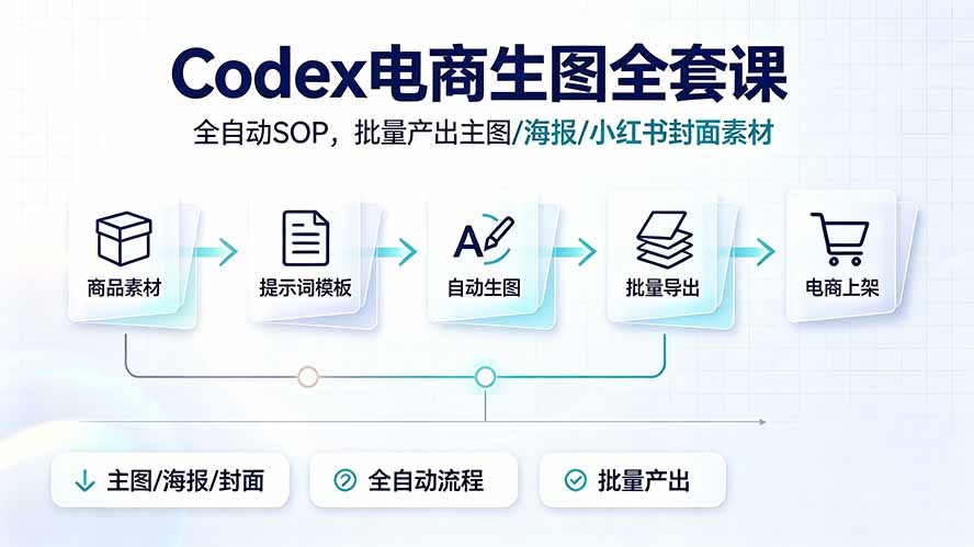 Codex电商生图全套课｜全自动SOP，批量产出主图/海报/小红书封面素材网络赚钱,项目资源网,副业资源网,兼职项目,网赚课程-副业赚钱-互联网创业-独家轻创IP大圣网创