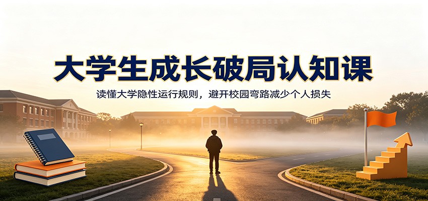 大学生成长破局认知课:读懂大学隐性运行规则,避开校园弯路减少个人损失网络赚钱,项目资源网,副业资源网,兼职项目,网赚课程-副业赚钱-互联网创业-独家轻创IP大圣网创
