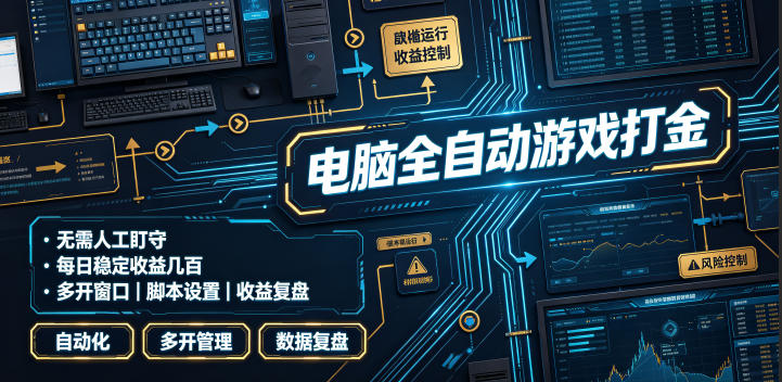 电脑全自动游戏打金，无需人工盯守，每日稳定收益几百！【揭秘】网络赚钱,项目资源网,副业资源网,兼职项目,网赚课程-副业赚钱-互联网创业-独家轻创IP大圣网创