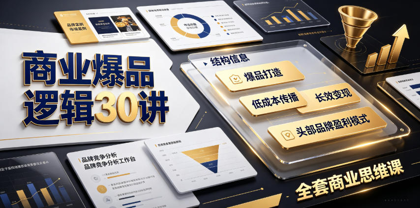 商业爆品逻辑30讲｜拆解各行各业头部品牌盈利模式，吃透爆品打造、低成本传播、长效变现全套商业思维课网络赚钱,项目资源网,副业资源网,兼职项目,网赚课程-副业赚钱-互联网创业-独家轻创IP大圣网创