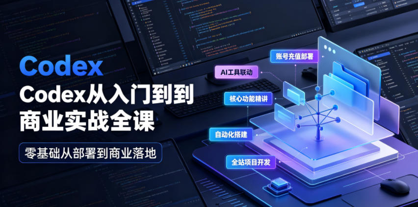 Codex从入门到商业实战全课｜账号充值部署、AI工具联动、核心功能精讲、自动化搭建、全站项目开发零基础教程网络赚钱,项目资源网,副业资源网,兼职项目,网赚课程-副业赚钱-互联网创业-独家轻创IP大圣网创