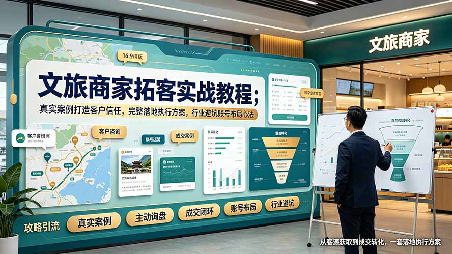 文旅商家拓客实战教程；真实案例打造客户信任，完整落地执行方案，行业避坑账号布局心法网络赚钱,项目资源网,副业资源网,兼职项目,网赚课程-副业赚钱-互联网创业-独家轻创IP大圣网创