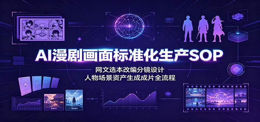 AI漫剧画面标准化生产SOP：网文选本改编分镜设计，人物场景资产生成成片全流程网络赚钱,项目资源网,副业资源网,兼职项目,网赚课程-副业赚钱-互联网创业-独家轻创IP大圣网创