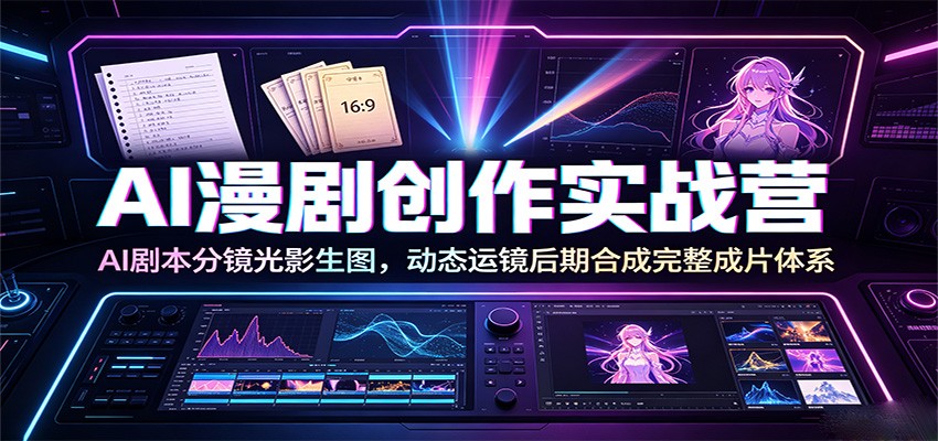 AI漫剧创作实战营:AI剧本分镜光影生图,动态运镜后期合成完整成片体系网络赚钱,项目资源网,副业资源网,兼职项目,网赚课程-副业赚钱-互联网创业-独家轻创IP大圣网创