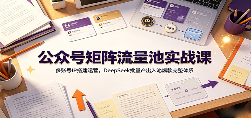 公众号矩阵流量池实战课：多账号IP搭建运营，DeepSeek批量产出入池爆款完整体系网络赚钱,项目资源网,副业资源网,兼职项目,网赚课程-副业赚钱-互联网创业-独家轻创IP大圣网创