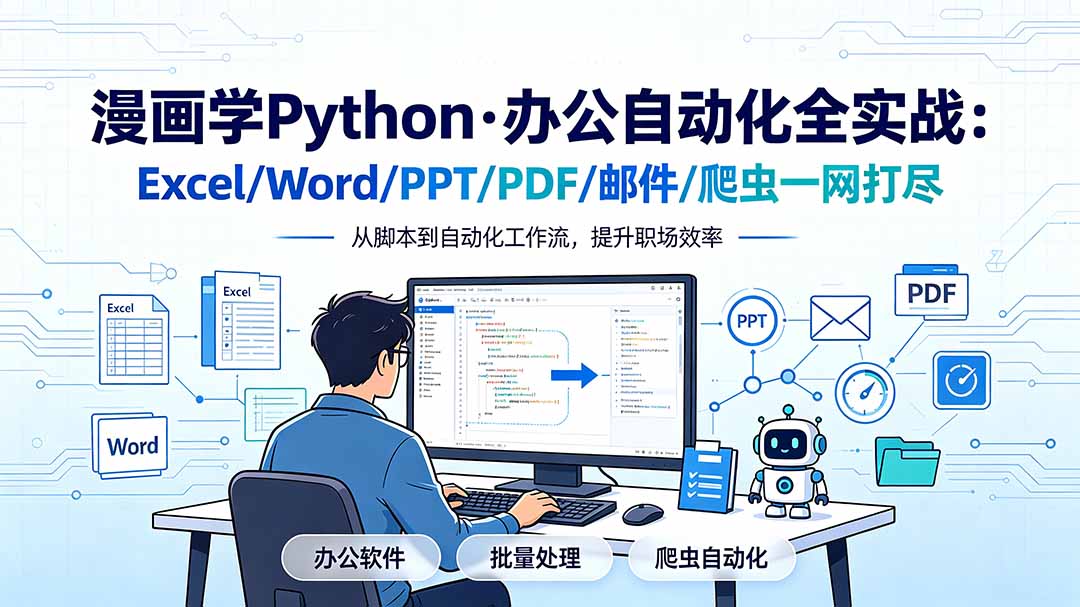 漫画学Python·办公自动化全实战:Excel/Word/PPT/PDF/邮件/爬虫一网打尽网络赚钱,项目资源网,副业资源网,兼职项目,网赚课程-副业赚钱-互联网创业-独家轻创IP大圣网创