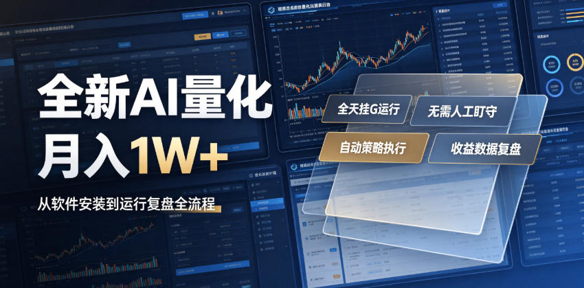 全新AI量化月入1W+,一台电脑全天挂G运行,不用盯不用操作,懒人专属副业!【揭秘】网络赚钱,项目资源网,副业资源网,兼职项目,网赚课程-副业赚钱-互联网创业-独家轻创IP大圣网创