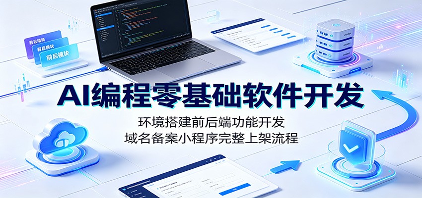 AI编程零基础软件开发:环境搭建前后端功能开发,域名备案小程序完整上架流程网络赚钱,项目资源网,副业资源网,兼职项目,网赚课程-副业赚钱-互联网创业-独家轻创IP大圣网创