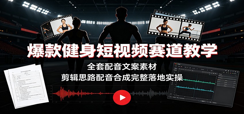 爆款健身短视频赛道教学:全套配音文案素材,剪辑思路配音合成完整落地实操网络赚钱,项目资源网,副业资源网,兼职项目,网赚课程-副业赚钱-互联网创业-独家轻创IP大圣网创