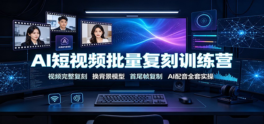 AI短视频批量复刻训练营：视频完整复刻，换背景模型、首尾帧复制、AI配音全套实操网络赚钱,项目资源网,副业资源网,兼职项目,网赚课程-副业赚钱-互联网创业-独家轻创IP大圣网创