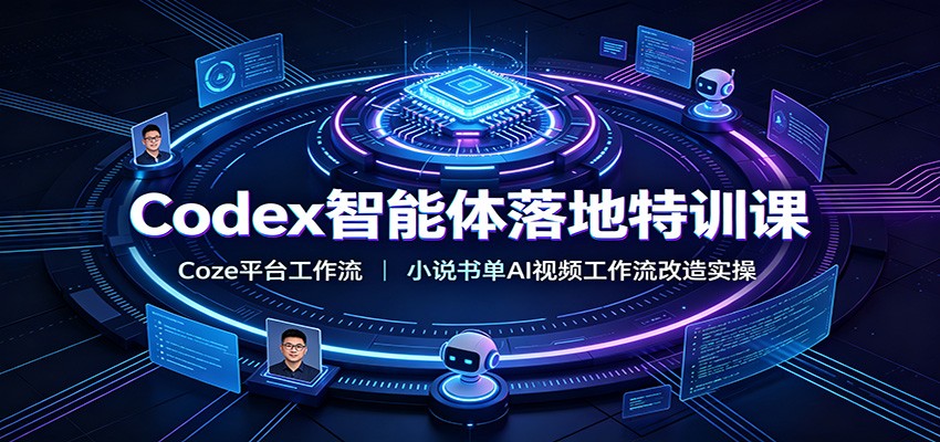 Codex智能体落地特训课:Coze平台工作流,小说书单AI视频工作流改造实操网络赚钱,项目资源网,副业资源网,兼职项目,网赚课程-副业赚钱-互联网创业-独家轻创IP大圣网创