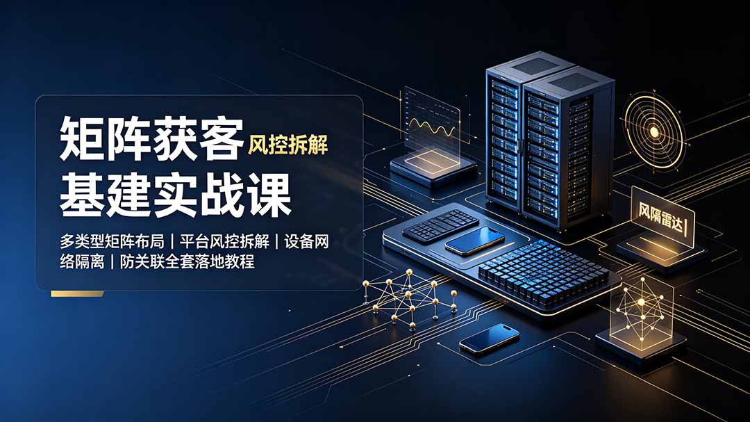 矩阵获客基建实战课：多类型矩阵布局｜平台风控拆解｜设备网络隔离｜防关联全套落地教程网络赚钱,项目资源网,副业资源网,兼职项目,网赚课程-副业赚钱-互联网创业-独家轻创IP大圣网创