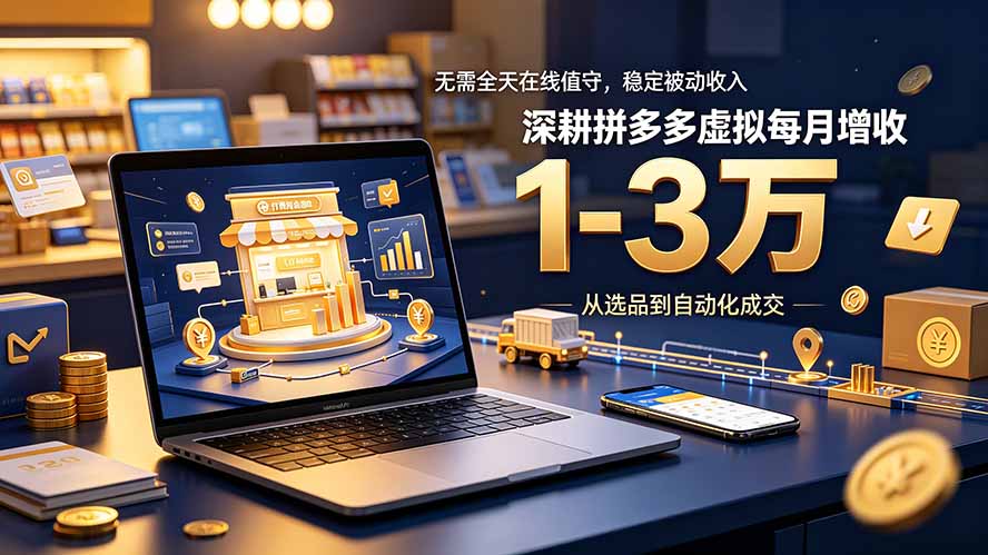 无需全天在线值守,稳定被动收入,深耕拼多多虚拟每月增收 1-3 万网络赚钱,项目资源网,副业资源网,兼职项目,网赚课程-副业赚钱-互联网创业-独家轻创IP大圣网创