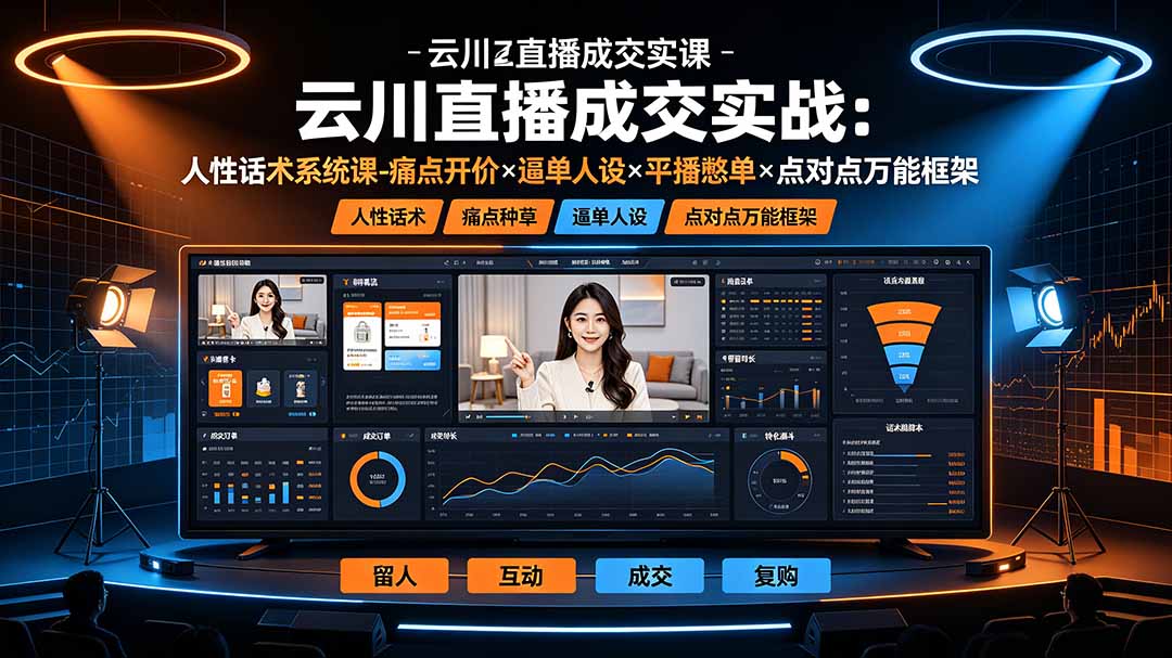 云川直播成交实战:人性话术系统课-痛点种草×塑品开价×逼单人设×平播憋单×点对点万能框架网络赚钱,项目资源网,副业资源网,兼职项目,网赚课程-副业赚钱-互联网创业-独家轻创IP大圣网创