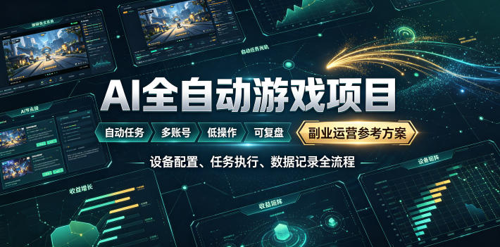 AI全自动游戏躺賺副业：日入几百，稳定运行三年的项目！【揭秘】网络赚钱,项目资源网,副业资源网,兼职项目,网赚课程-副业赚钱-互联网创业-独家轻创IP大圣网创