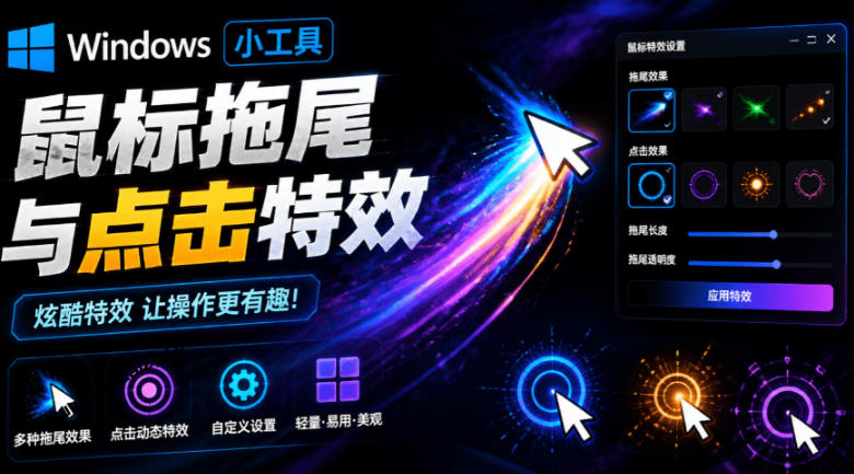 Windows特效小工具！一键给你的鼠标添加拖尾与点击动态特效，吾爱出品，免费使用Mouse Trail网络赚钱,项目资源网,副业资源网,兼职项目,网赚课程-副业赚钱-互联网创业-独家轻创IP大圣网创
