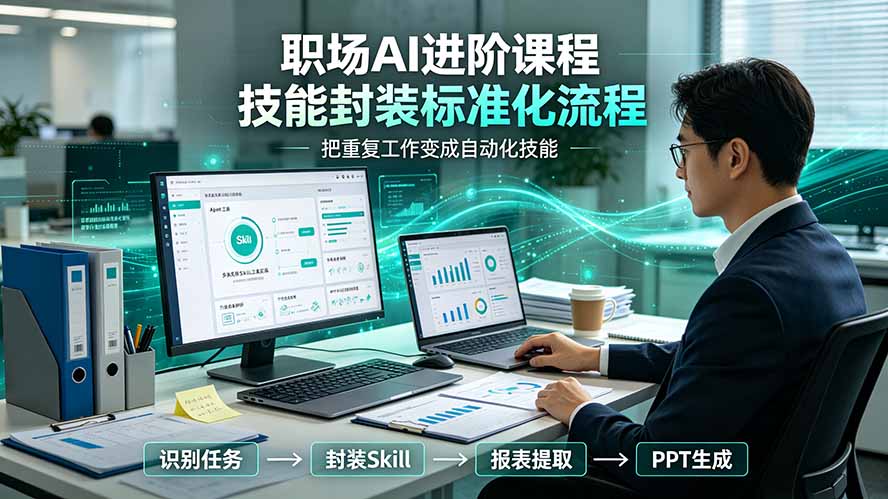 职场AI进阶课程；多类实用Skill工具实操，专属技能封装标准化流程，报表行业报告一键提取核心内容网络赚钱,项目资源网,副业资源网,兼职项目,网赚课程-副业赚钱-互联网创业-独家轻创IP大圣网创