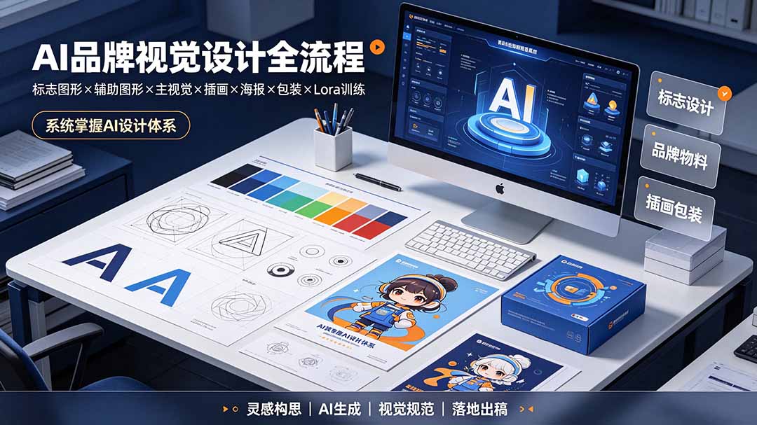 AI品牌视觉设计全流程:标志图形×辅助图形×主视觉×插画×海报×包装×Lora训练,系统掌握AI设计体系网络赚钱,项目资源网,副业资源网,兼职项目,网赚课程-副业赚钱-互联网创业-独家轻创IP大圣网创