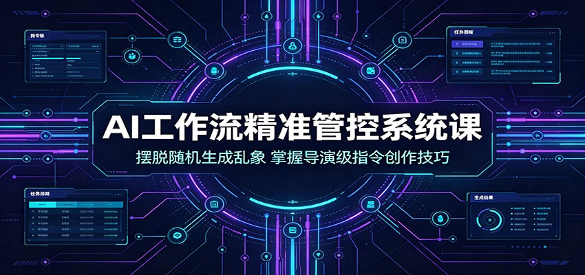 AI工作流精准管控系统课：摆脱随机生成乱象，掌握导演级指令创作技巧网络赚钱,项目资源网,副业资源网,兼职项目,网赚课程-副业赚钱-互联网创业-独家轻创IP大圣网创