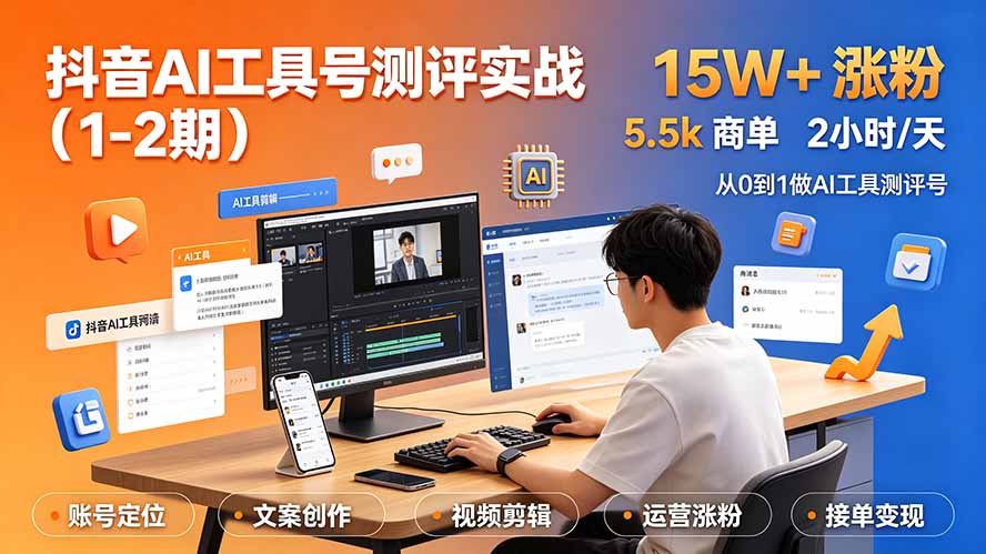 抖音AI工具号测评实战(1-2期网络赚钱,项目资源网,副业资源网,兼职项目,网赚课程-副业赚钱-互联网创业-独家轻创IP大圣网创