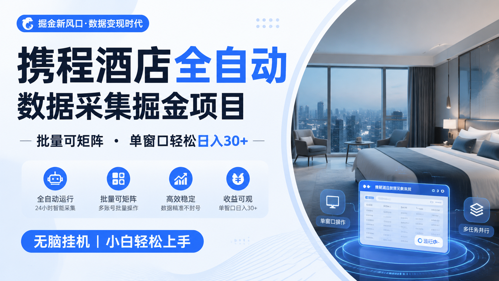 携程酒店全自动数据采集掘金 批量可矩阵 单窗口轻松日入30+网络赚钱,项目资源网,副业资源网,兼职项目,网赚课程-副业赚钱-互联网创业-独家轻创IP大圣网创