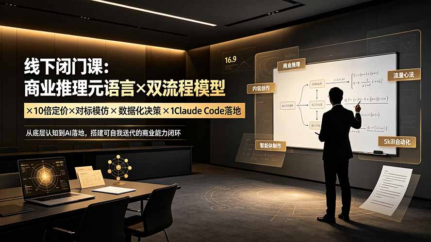 线下闭门课：商业推理元语言×双流程模型×10倍定价×对标模仿×数据化决策×Claude Code落地，击穿认知盲区网络赚钱,项目资源网,副业资源网,兼职项目,网赚课程-副业赚钱-互联网创业-独家轻创IP大圣网创