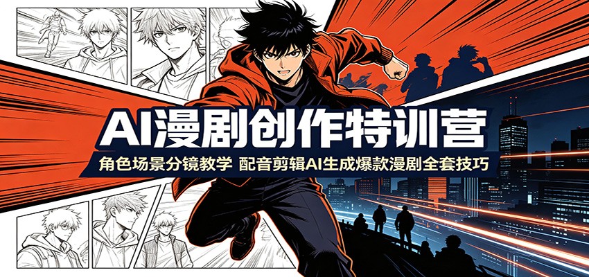 AI漫剧创作特训营:角色场景分镜教学,配音剪辑AI生成爆款漫剧全套技巧网络赚钱,项目资源网,副业资源网,兼职项目,网赚课程-副业赚钱-互联网创业-独家轻创IP大圣网创