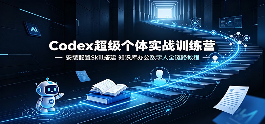 Codex超级个体实战训练营：安装配置Skill搭建，知识库办公数字人全链路教程网络赚钱,项目资源网,副业资源网,兼职项目,网赚课程-副业赚钱-互联网创业-独家轻创IP大圣网创
