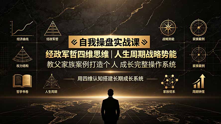 自我操盘实战课：经政军哲四维思维｜人生周期战略势能｜教父家族案例打造个人成长完整操作系统网络赚钱,项目资源网,副业资源网,兼职项目,网赚课程-副业赚钱-互联网创业-独家轻创IP大圣网创