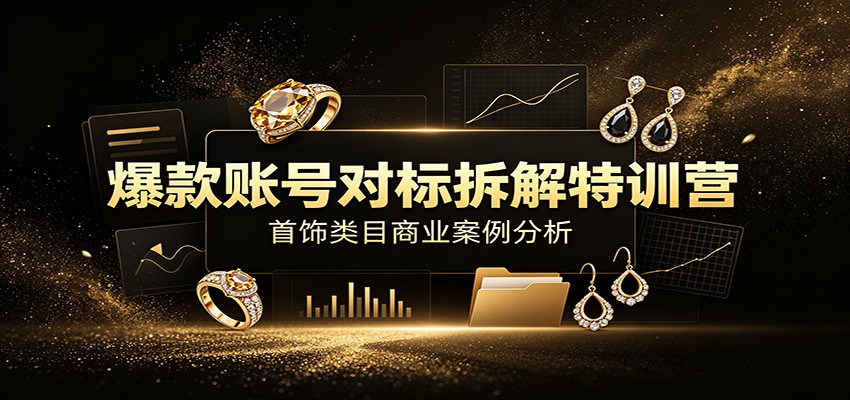 爆款账号对标拆解特训营:首饰类目商业案例分析,配套完整资料内容网络赚钱,项目资源网,副业资源网,兼职项目,网赚课程-副业赚钱-互联网创业-独家轻创IP大圣网创