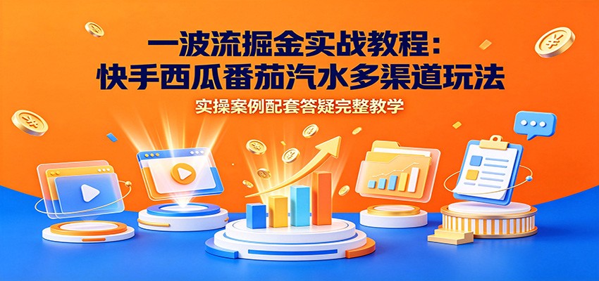 一波流掘金实战教程:快手西瓜番茄汽水多渠道玩法,实操案例配套答疑完整教学网络赚钱,项目资源网,副业资源网,兼职项目,网赚课程-副业赚钱-互联网创业-独家轻创IP大圣网创