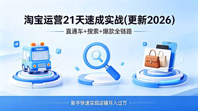 淘宝运营21天速成实战(更新4月网络赚钱,项目资源网,副业资源网,兼职项目,网赚课程-副业赚钱-互联网创业-独家轻创IP大圣网创