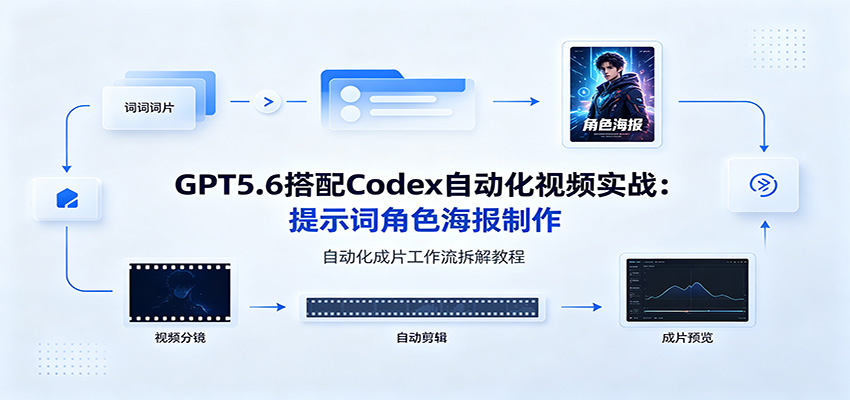 GPT5.6搭配Codex自动化视频实战:提示词角色海报制作,自动化成片工作流拆解教程网络赚钱,项目资源网,副业资源网,兼职项目,网赚课程-副业赚钱-互联网创业-独家轻创IP大圣网创