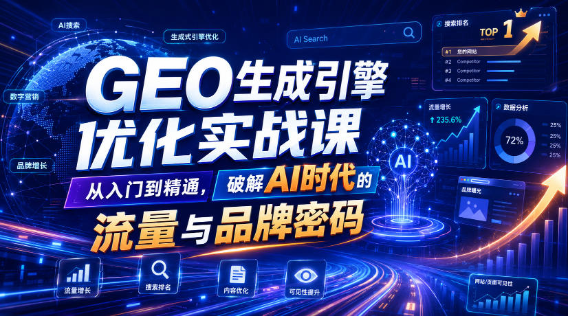 GEO生成引擎优化实战课,从入门到精通,破解AI时代的流量与品牌密码网络赚钱,项目资源网,副业资源网,兼职项目,网赚课程-副业赚钱-互联网创业-独家轻创IP大圣网创