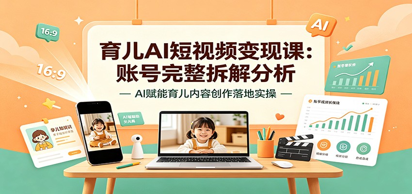 育儿AI短视频变现课:账号完整拆解分析,AI赋能育儿内容创作落地实操网络赚钱,项目资源网,副业资源网,兼职项目,网赚课程-副业赚钱-互联网创业-独家轻创IP大圣网创