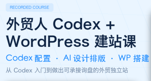 外贸人Codex + WordPress建站课网络赚钱,项目资源网,副业资源网,兼职项目,网赚课程-副业赚钱-互联网创业-独家轻创IP大圣网创